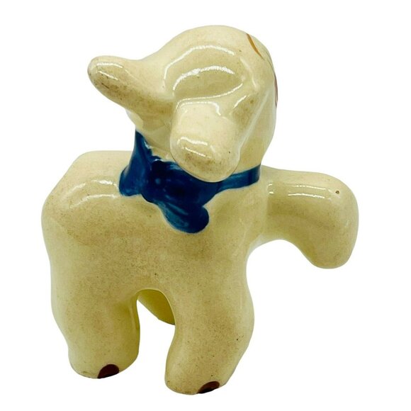 Vintage Sheep Lamb Cotton Tail Cotton Ball Dispenser Holder Art Pottery - Picture 5 of 8